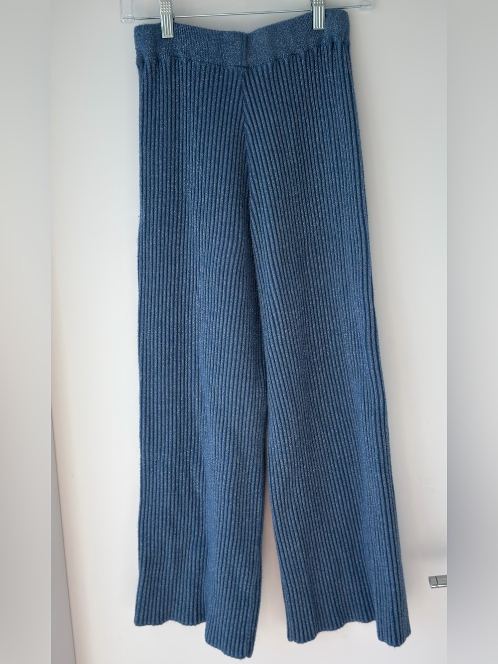 Ribbed Wide-Leg Women’s Jeans - Blue